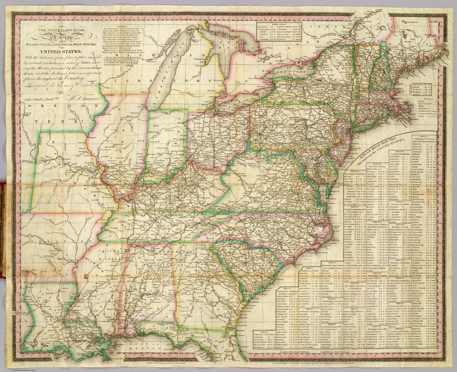 A Map Of The Roads, Canals And Steam Boat Routes Of The United States