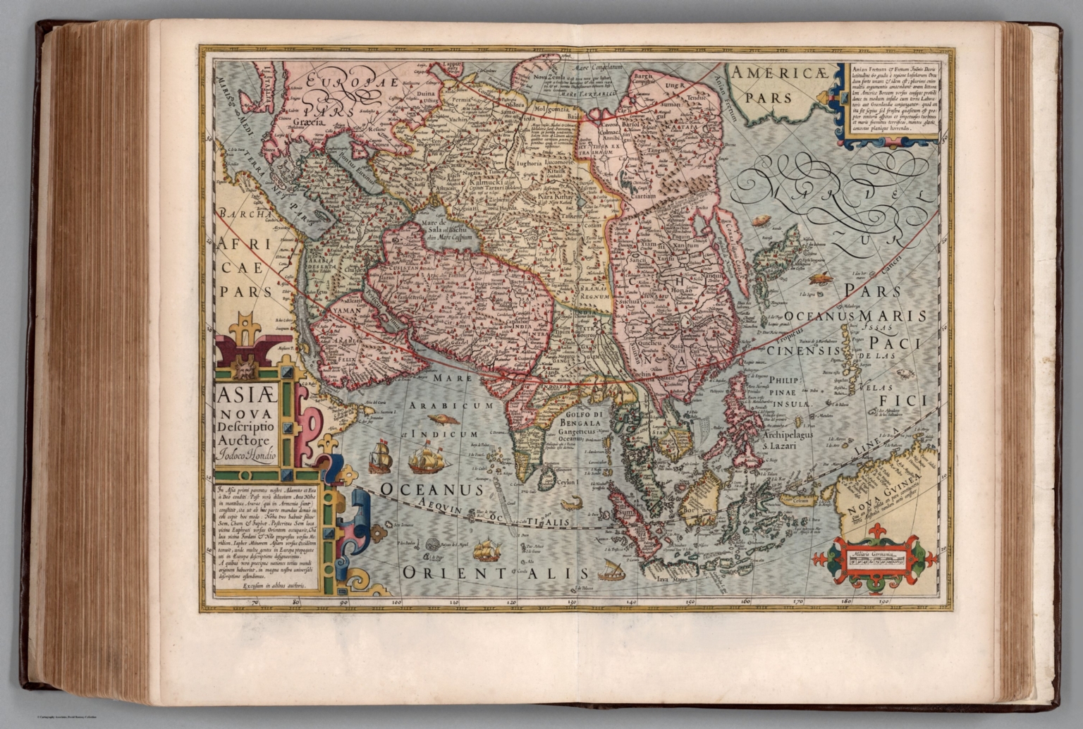 Asiae Nova Descriptio. Auctore Jodoco Hondio In Asia primi parentes nostri Adamus et Eva a Deo conditi: ... Excusum in aedibus auctoris. Anian Fretum et Fretum Joanis Davis ...