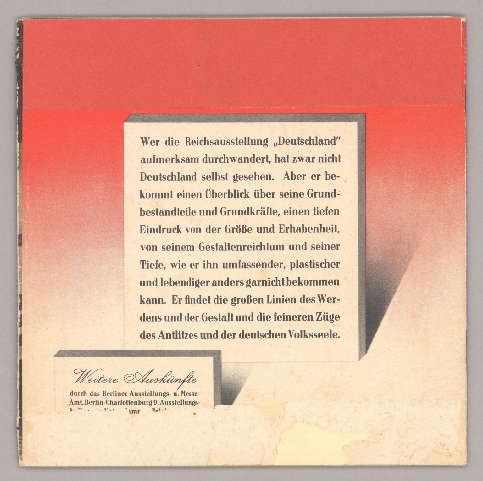 Covers: Deutschland Ausstellung. 18. Juli bis 16. August 1936