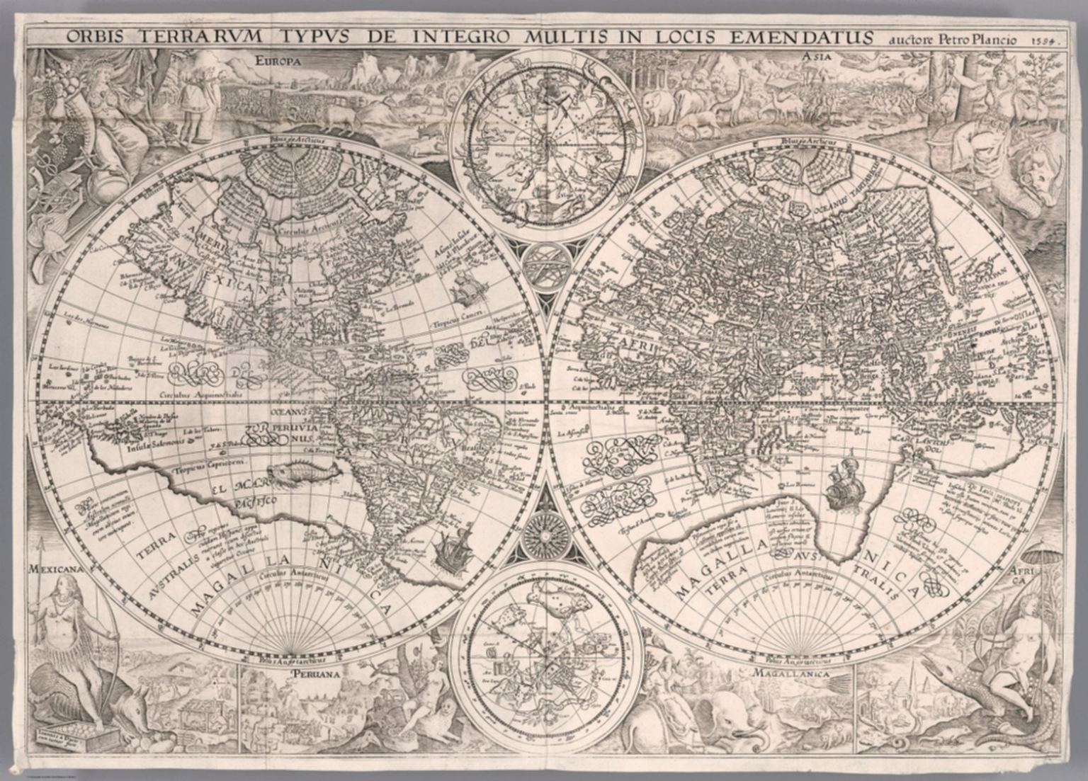 Orbis Terrarum Typus de Integro Multis in Locis Emendatus. Carte generale de tout l'Unevers.