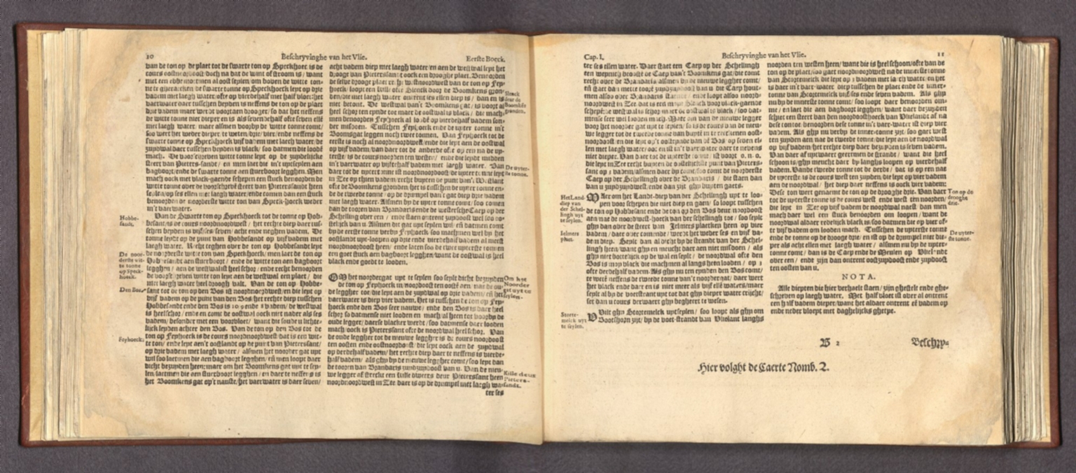 Text: Capittel I. Beschryvinghe van de Vliestroom en Tesselstroom. Item, hoemen het Vlie en Tessel uyt sal seylen. (5)
