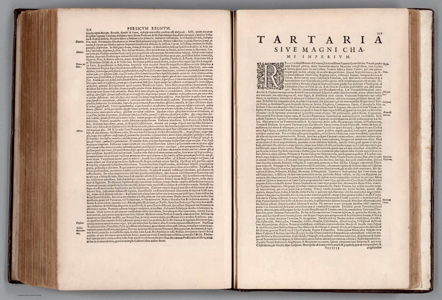 Text: (con't) Persicum Regnum, sive Sophorum imperium. (with) Tartaria, sive Magni Chami imperium.