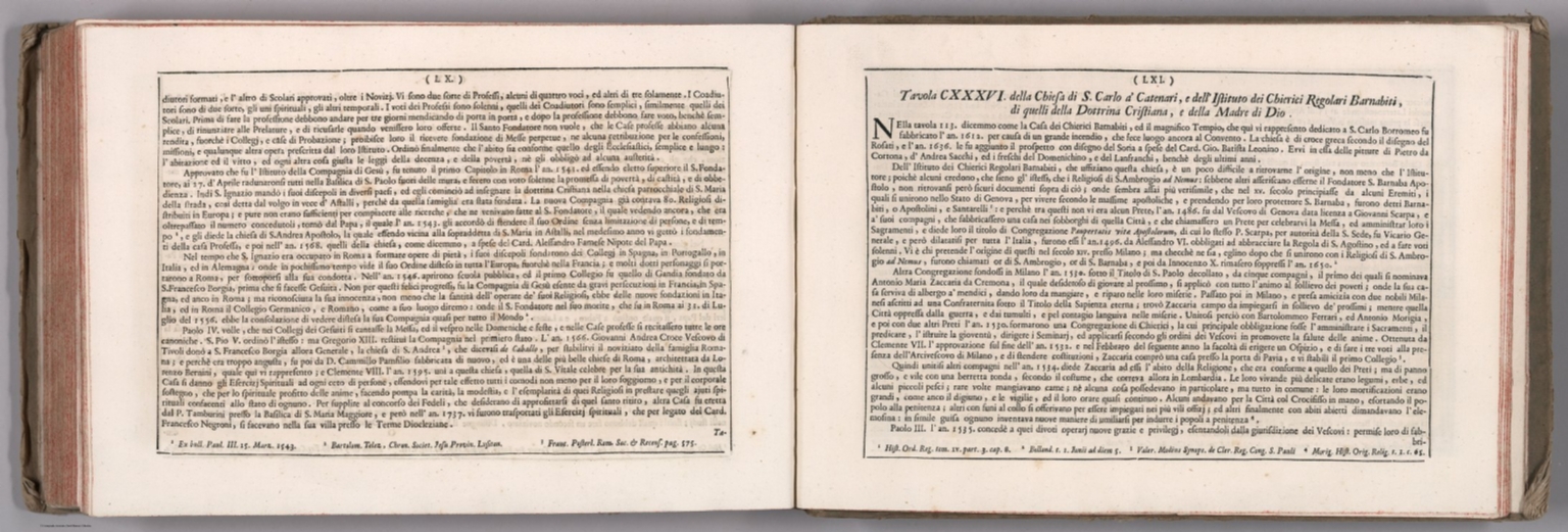 Text: V. 2: Libro settimo: (Continues) Tavola CXXXV. Della Chiesa del Gesu, e dei Chierici Regolari della Compagnia di Gesu. Tavola CXXXVI. della Chiesa di S. Carl a Catenari, e dell' Istituto dei Chi