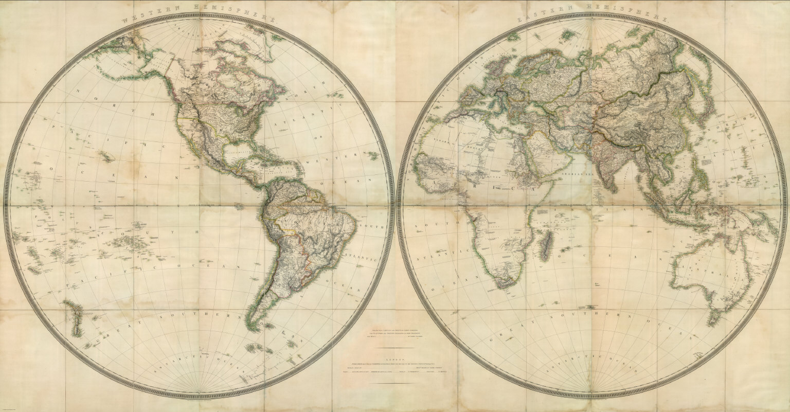 (The World) Western Hemisphere. Eastern Hemisphere.