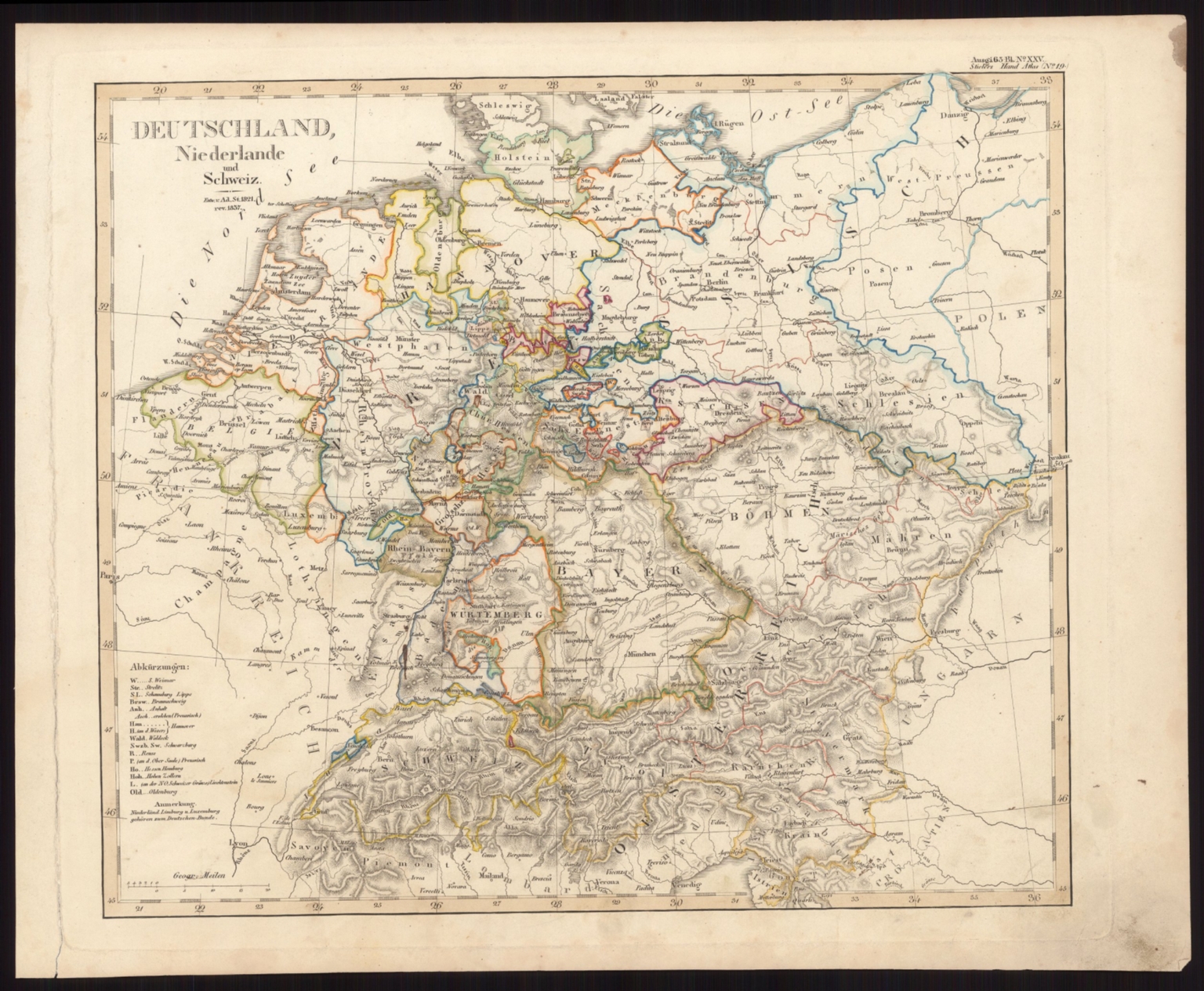 XXV. Stieler's Hand-Atlas 19. Deutschland, Niederlande und Schweiz