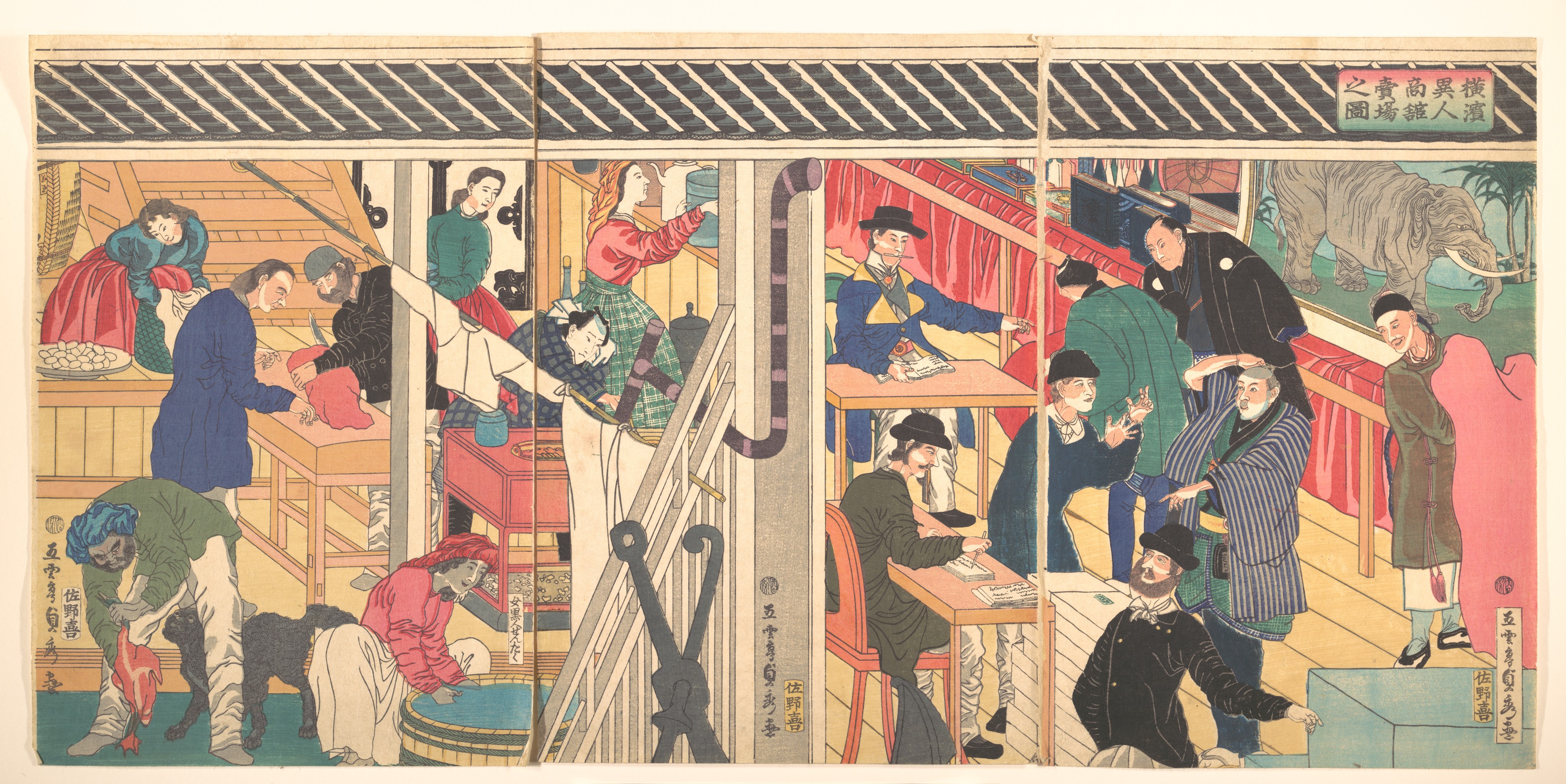 Foreign Business Establishment in Yokohama (Yokohama ijin shōkan uriba no zu)