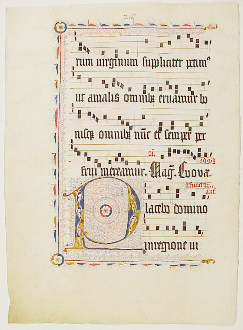Manuscript Leaf with Initial P, from an Antiphonary