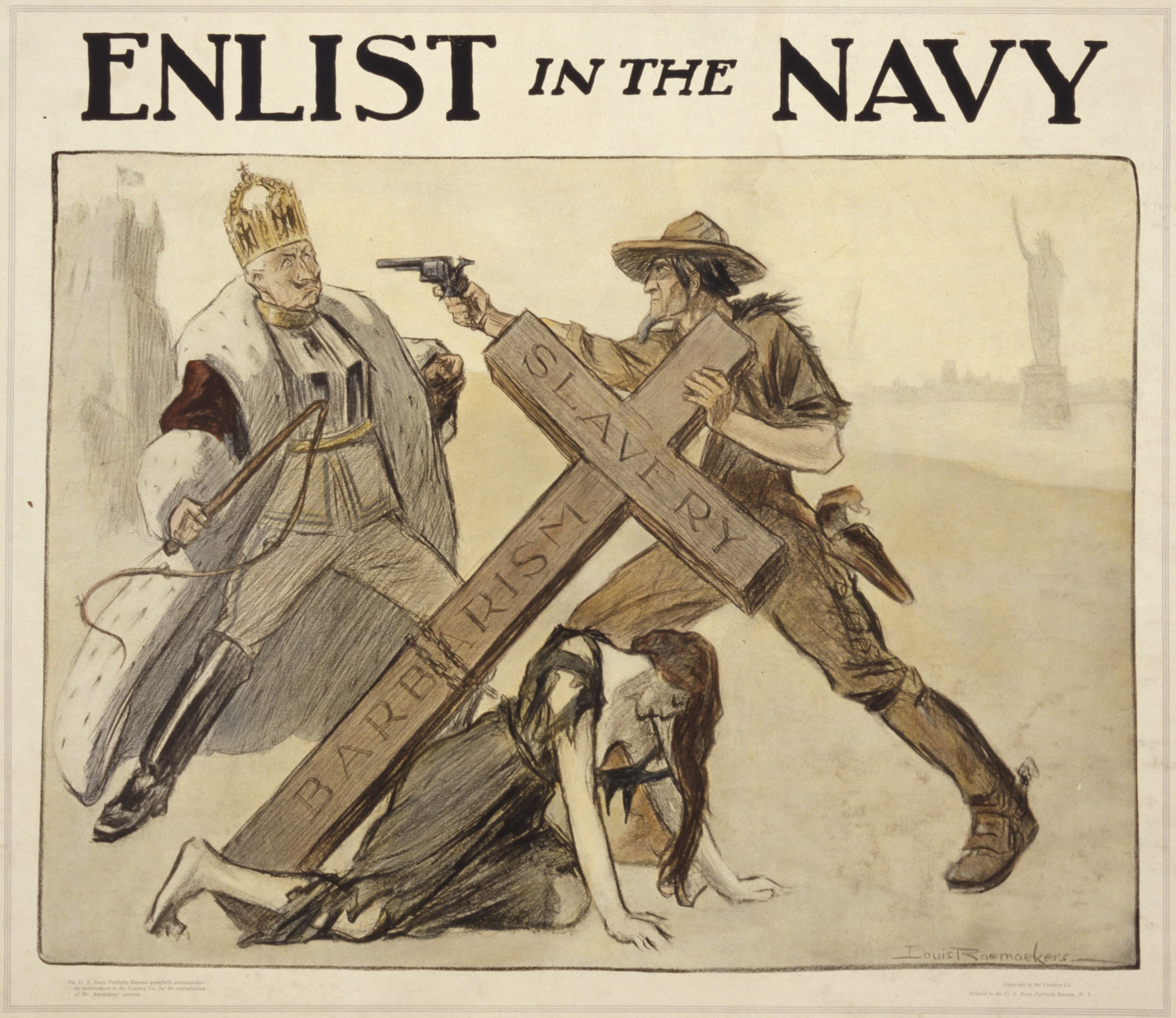 "Americans! Stand by Uncle Sam for liberty against tyranny!" Theodore Roosevelt - ENLIST in the NAVY - drawn by Louis Raemaekers. LCCN2005691285 (cropped)