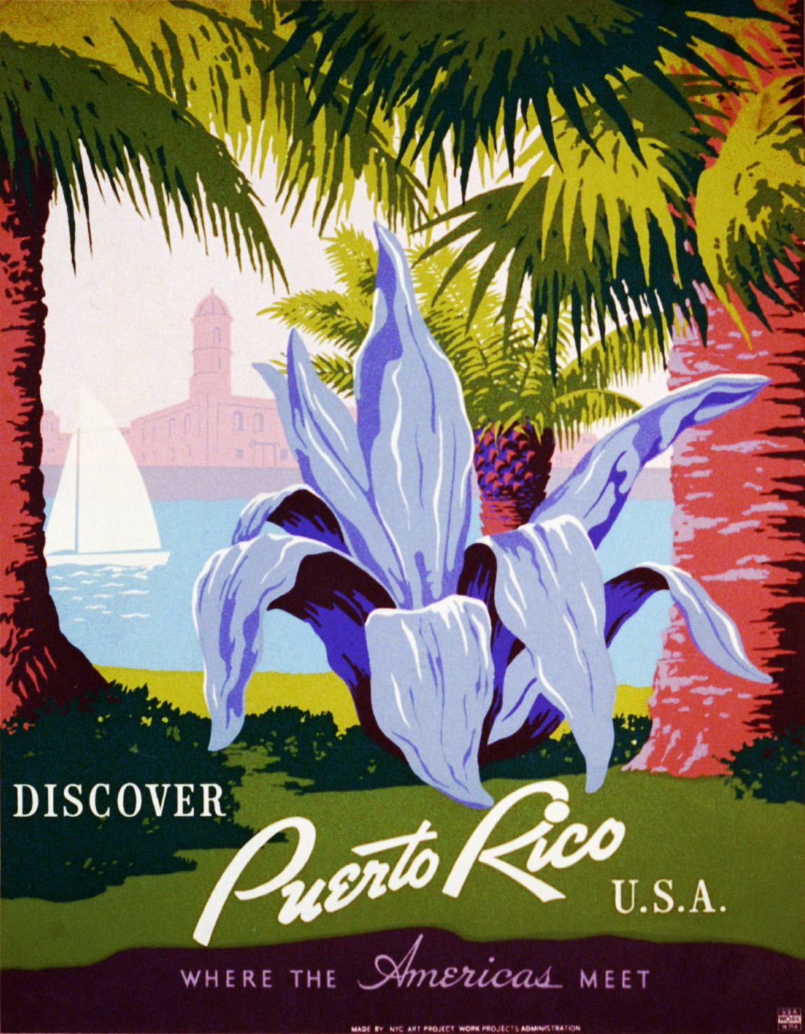 Discover Puerto Rico U.S.A., WPA poster - park