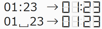 DSEG, Colon and Space have same width