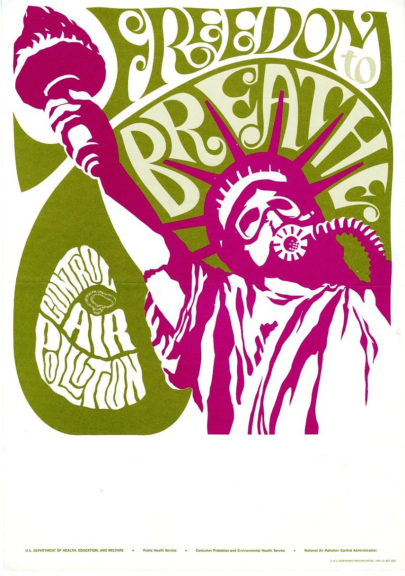 "Freedom to Breathe - Control Air Pollution" 1969 US government poster