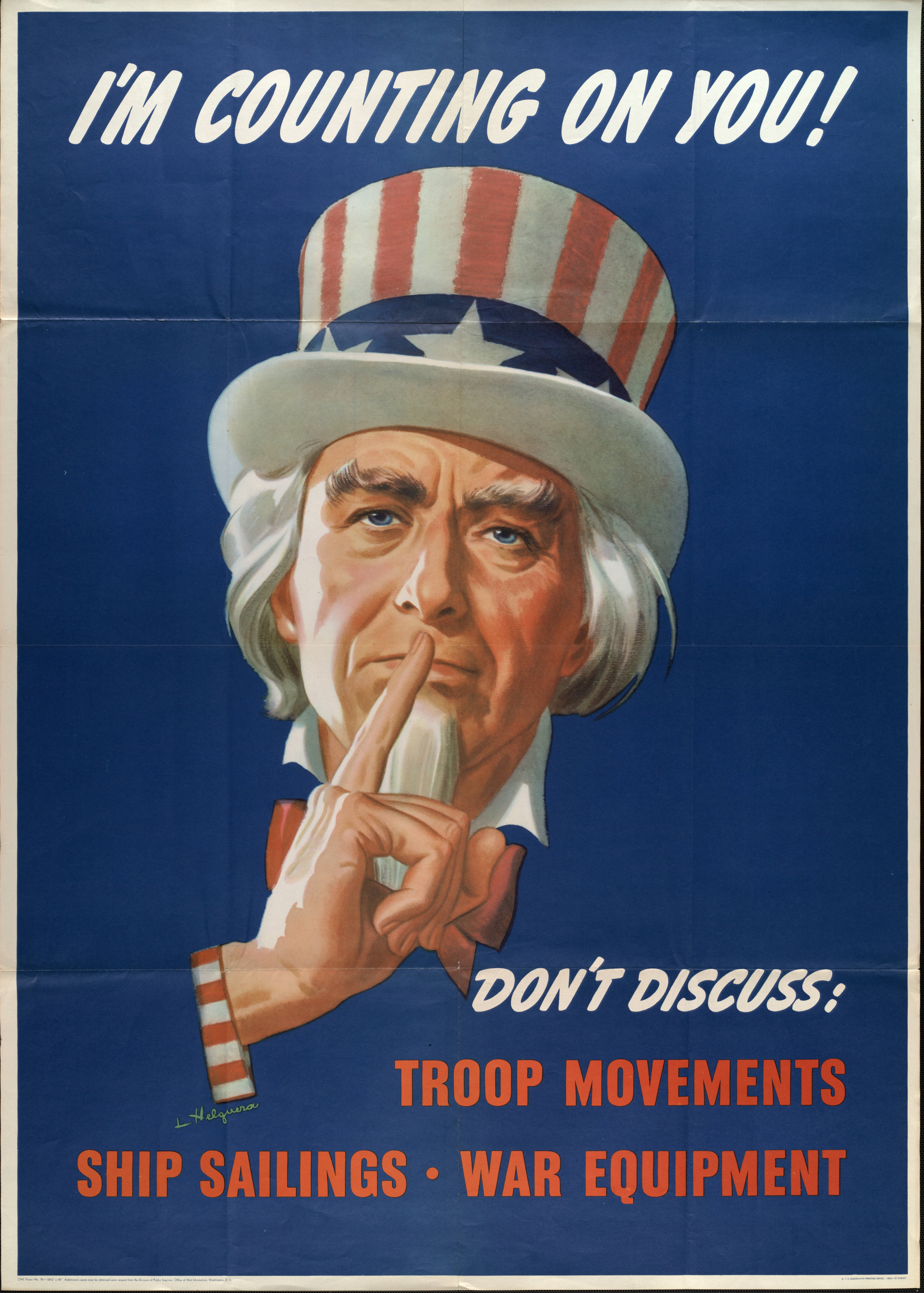 I'm Counting on You! - Don't Discuss- Troop Movements Ship Sailings War Equipment - DPLA - d7eb6a644159f213ad868ee4573f14d4
