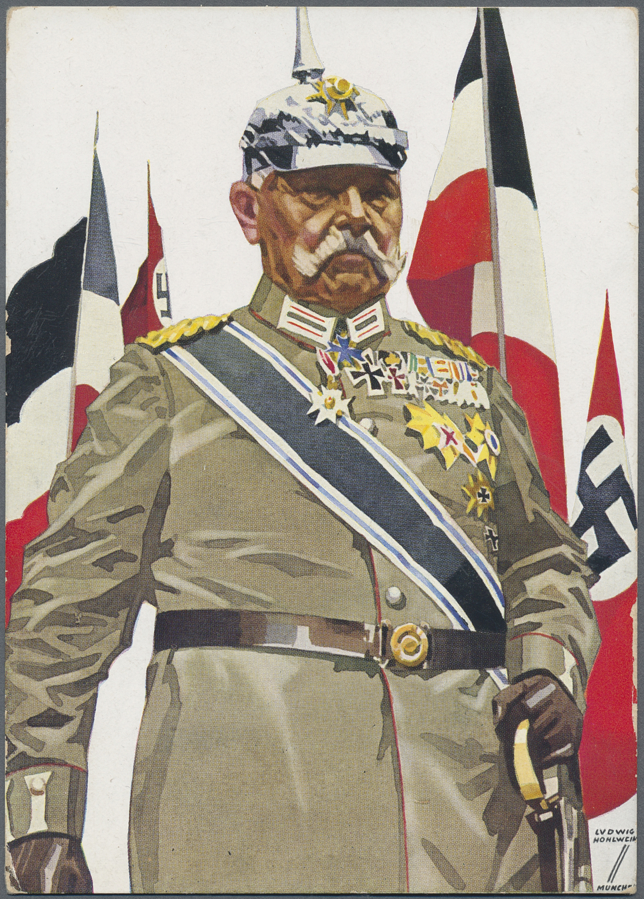 Ludwig HOHLWEIN Reichskriegerbund General von Hindenburg Ansichtskarte Propaganda Drittes Reich Nazi Germany Picture postcard Public Domain No known copyright 627900-000010
