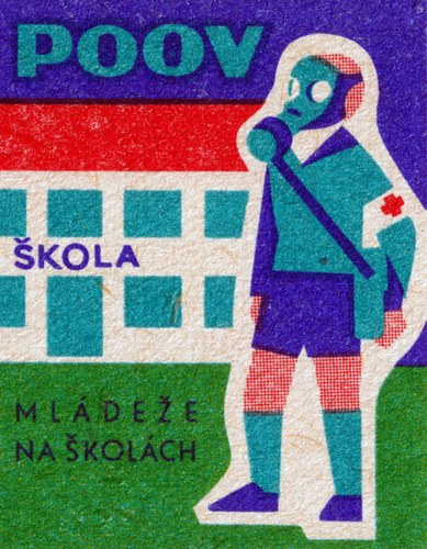 Matchbox label - Child in Gas Mask - Czechoslovakia (circa 1940s) - MBP1613042612