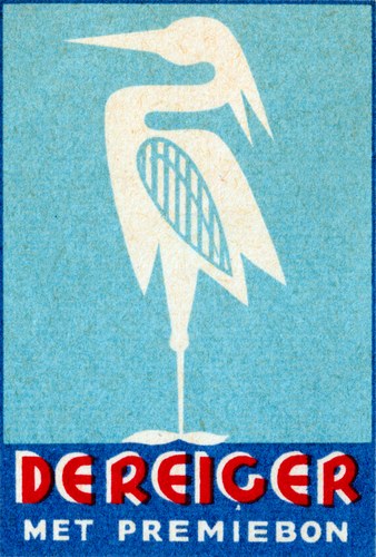Matchbox label - Stylized Heron (circa 1920s) - MBP1510813498
