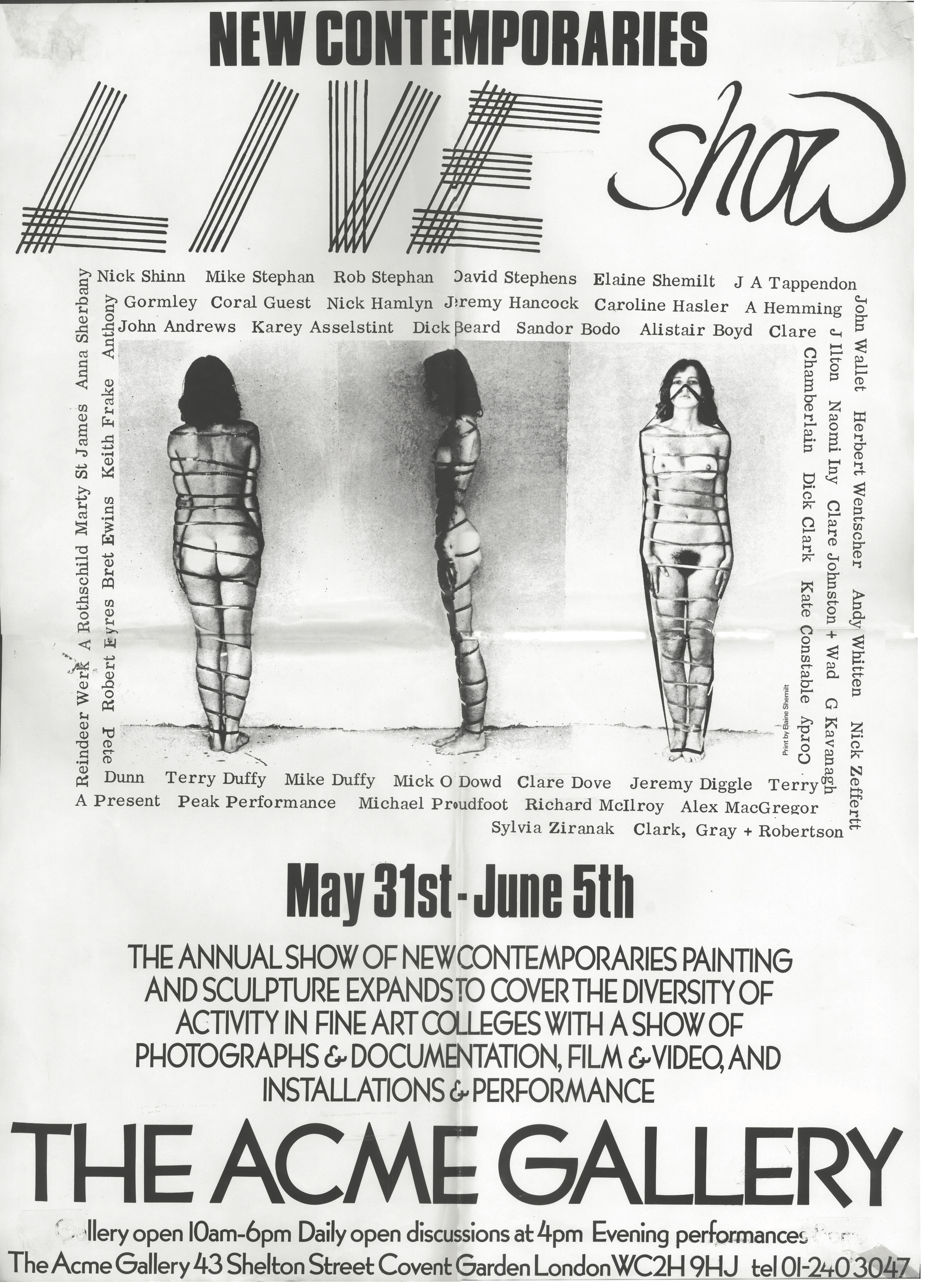 NEW Contemporaries LIVE SHOW - Poster at Acme Gallery 1978