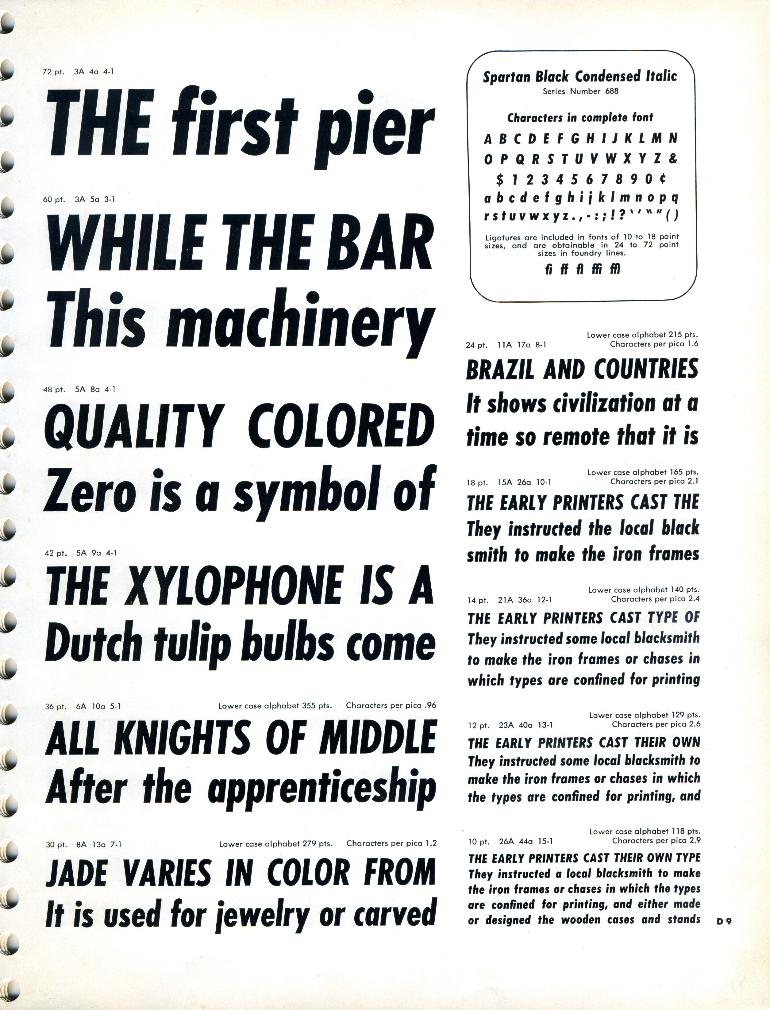 Spartan Black Condensed Italic type specimen (13899332634)