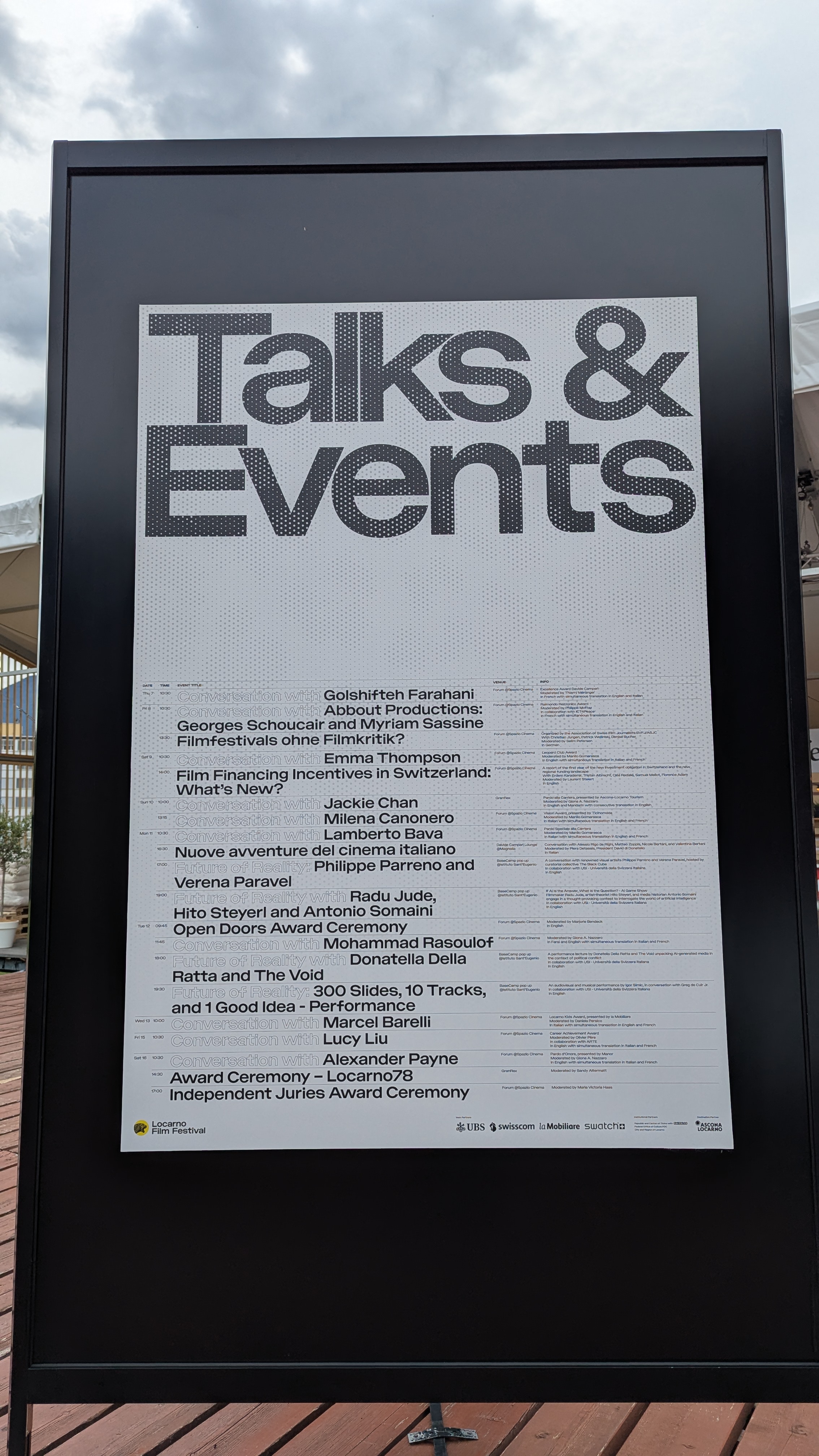 Talks & Events poster at the 78th Locarno Film Festival