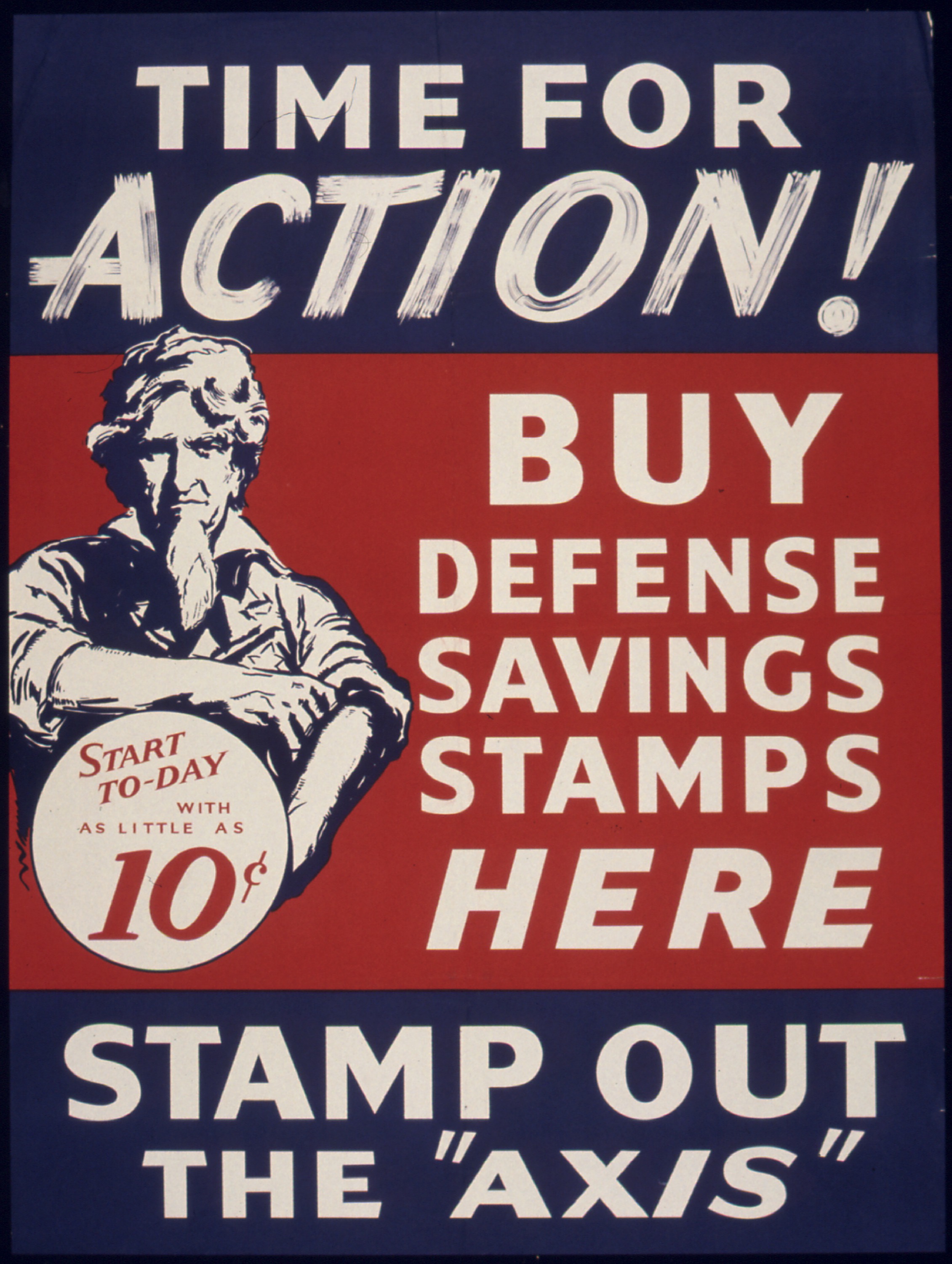 TIME FOR ACTION. BUY DEFENSE SAVINGS STAMPS HERE. STAMP OUT THE "AXIS". - NARA - 515820