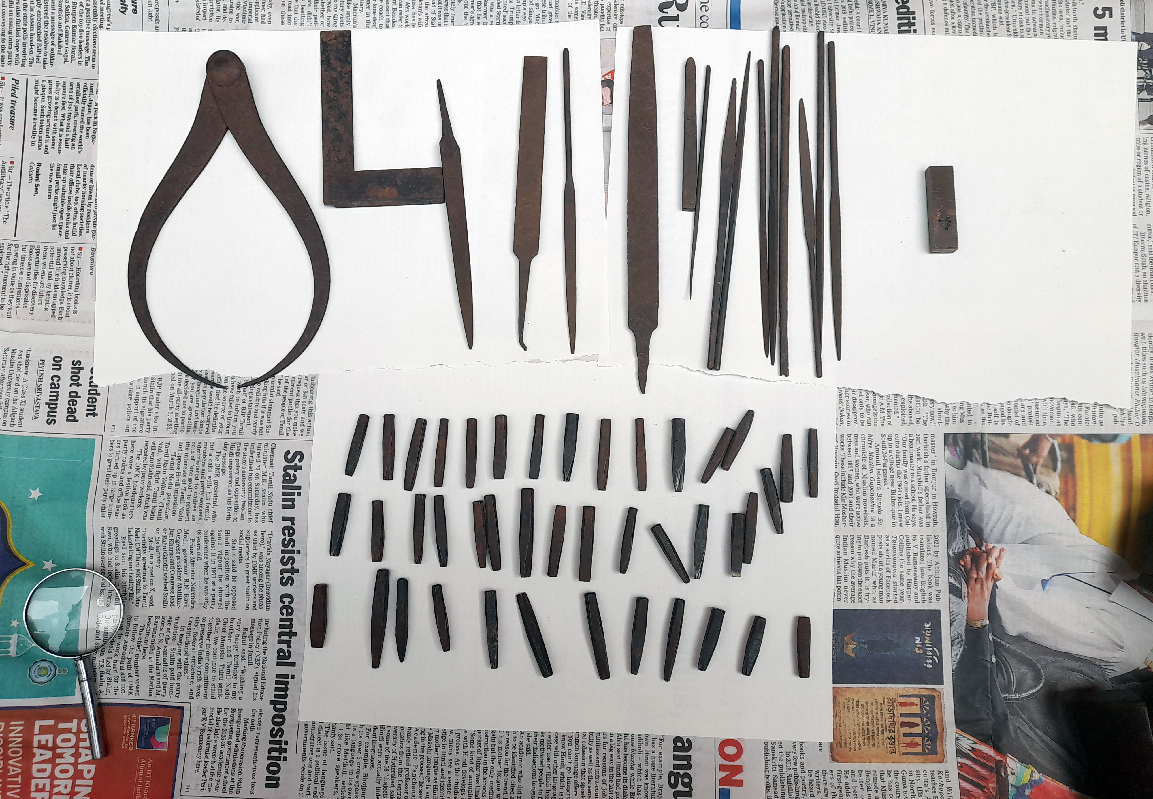 Typeface and other equipment from Karmakar's family collection