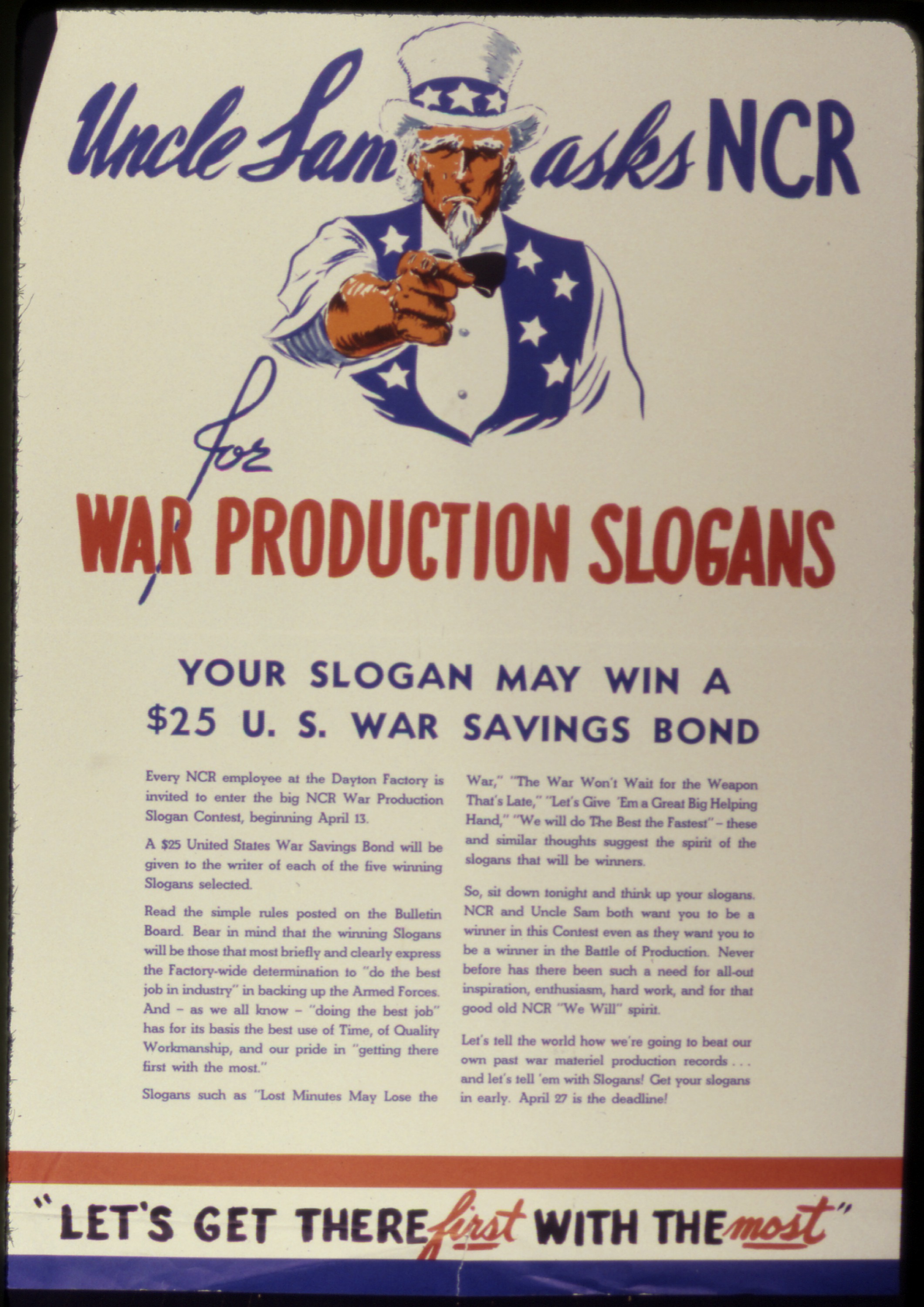 Uncle Sam asks NCR for War Production Slogans - NARA - 534249