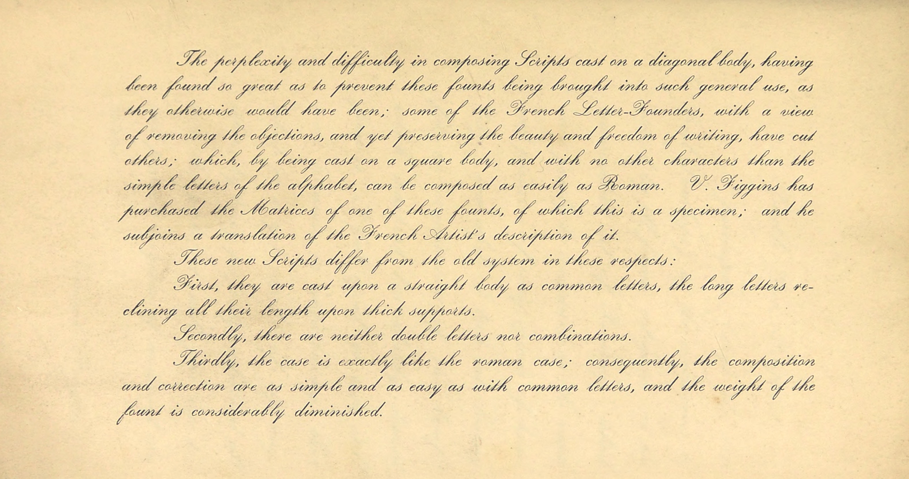 Vincent Figgins script typeface
