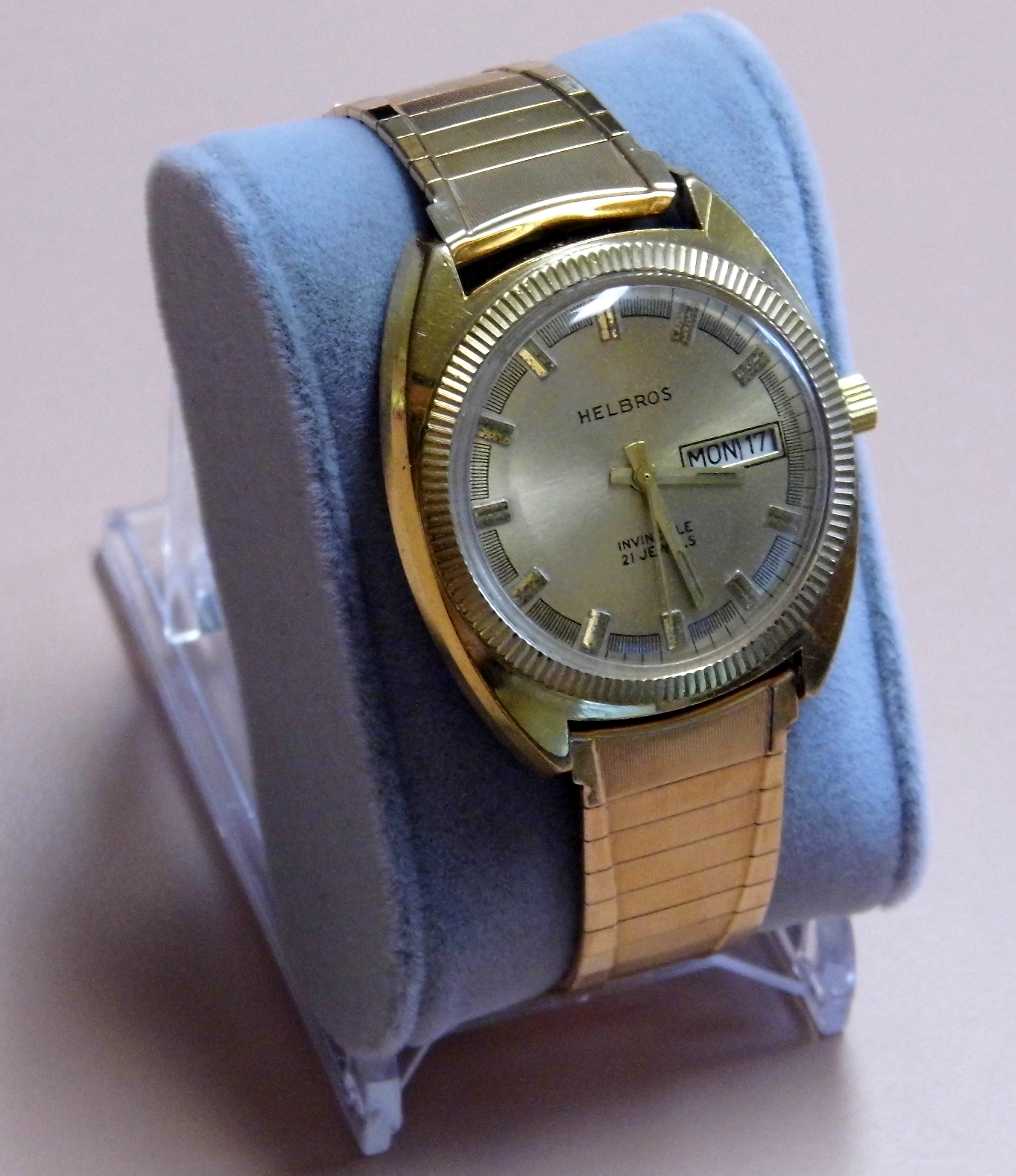 Vintage Helbros Men's Invincible 21 Jewels, Manual-Wind Wrist Watch, Goldtone (14074139733)