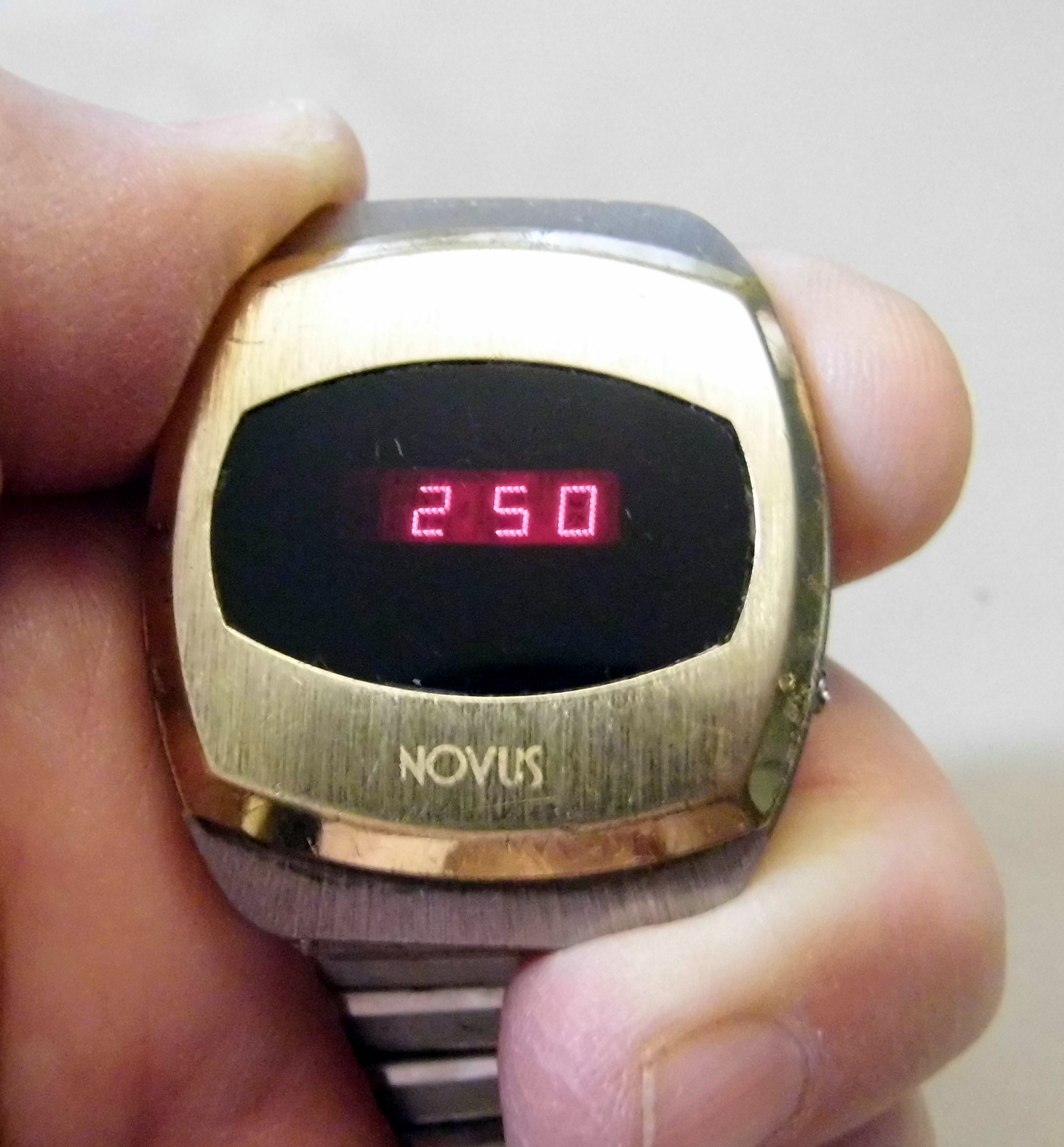 Vintage Novus Men's Electronic LED Watch, Red Dial, Swiss-Made Case, Circa 1970s (10596917875)