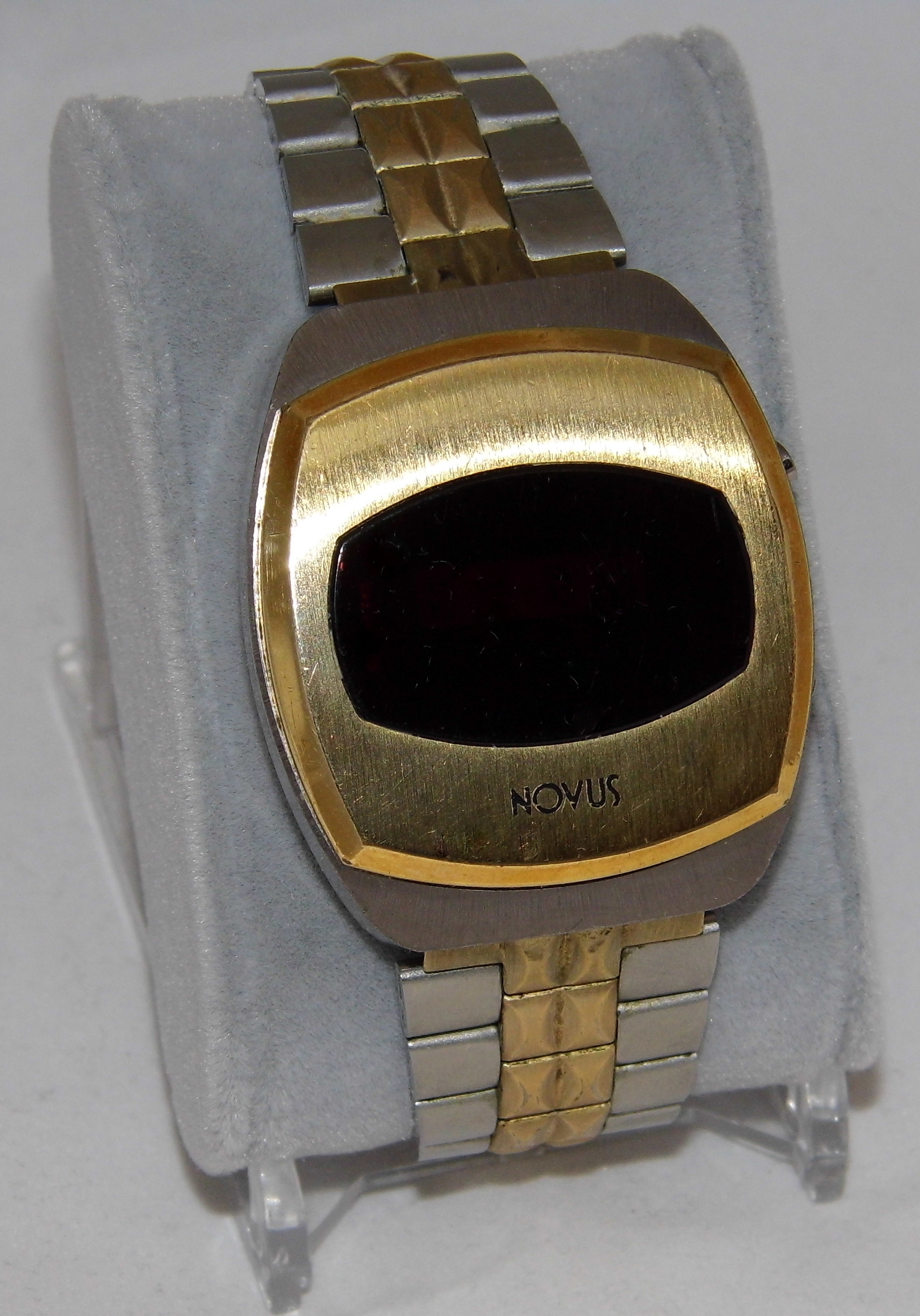 Vintage Novus Men's Red LED Watch, Swiss Made Case, Circa 1970s (15415328464)
