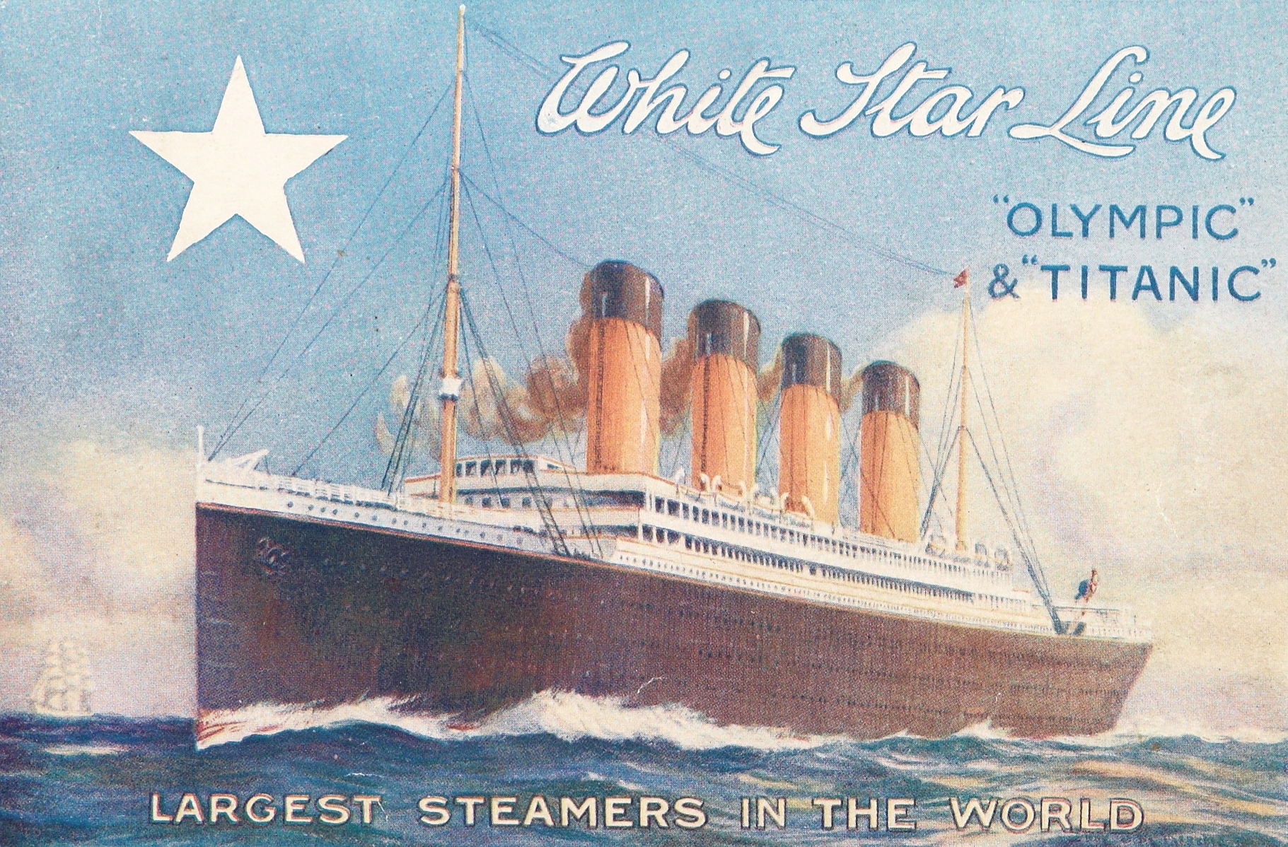 White Star Line Ca. 1910 Poster of Olympic & Titanic