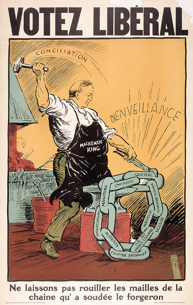 WLMK hammer and tongs Votez Liberal poster 1930